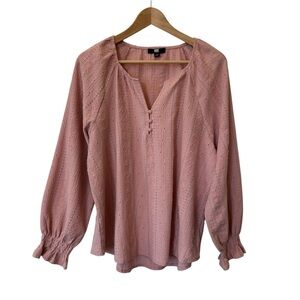 Frye peasant top large pink textured boho romantic lightweight